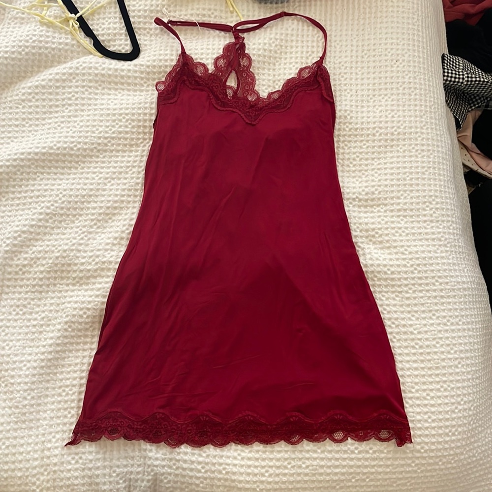 Red lace nightdress, super soft and cute lace detailing